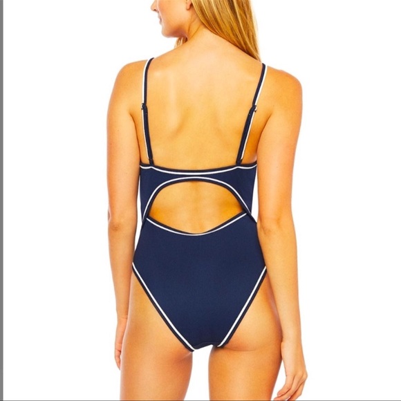 POLO RALPH LAUREN Navy Blue & White Nautical Ribbed One-Piece Swim Suit XXL NEW - Picture 5 of 12